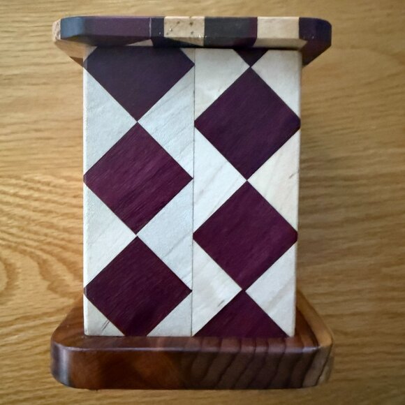 Tzedaka Charity Box Hand Crafted Mixed Hardwoods Star of David Judaica - Picture 3 of 9